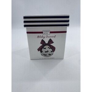 Crown & Ivy Christmas Holiday Ornament Black Scottie Dog Plaid Bow Fast Shipping